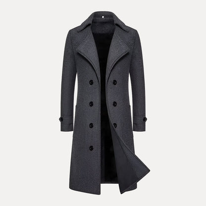 Men’s Double-Breasted Long Coat – Tailored Winter Overcoat with Peak Lapels 4