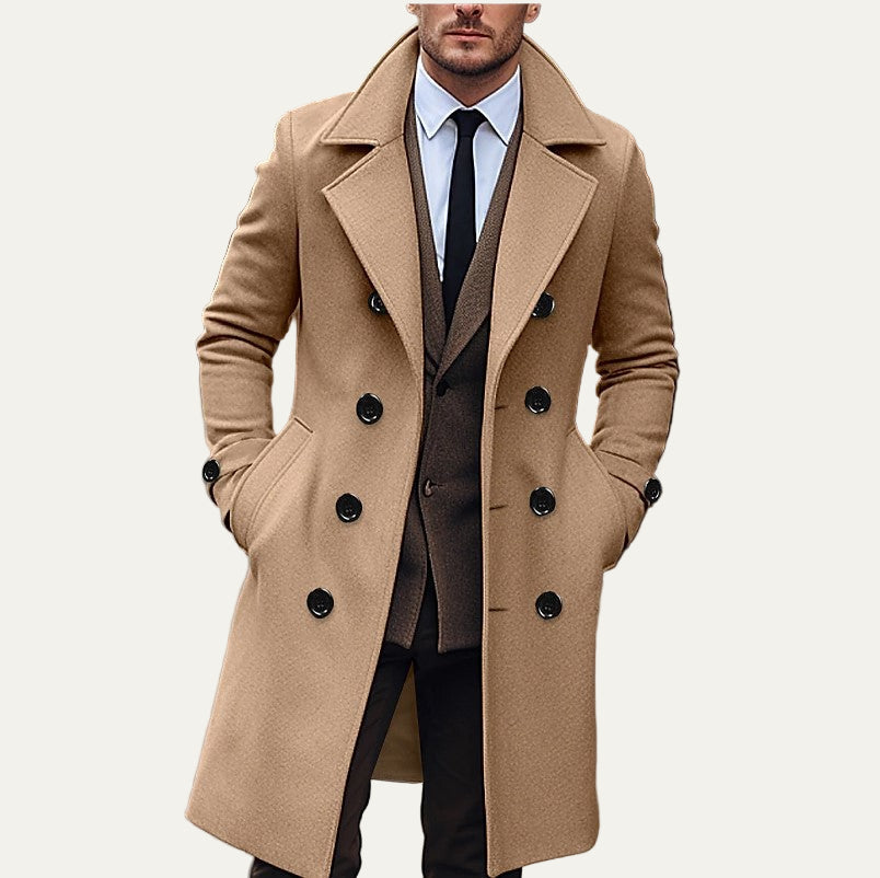 Men’s Double-Breasted Long Overcoat – Tailored Winter Coat 2