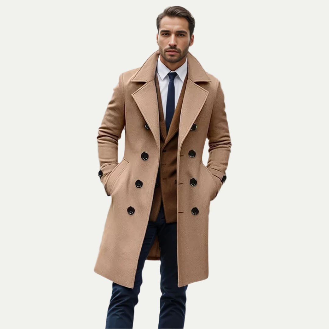 Men’s Double-Breasted Longline Trench Coat – Refined Italian Silhouette 0