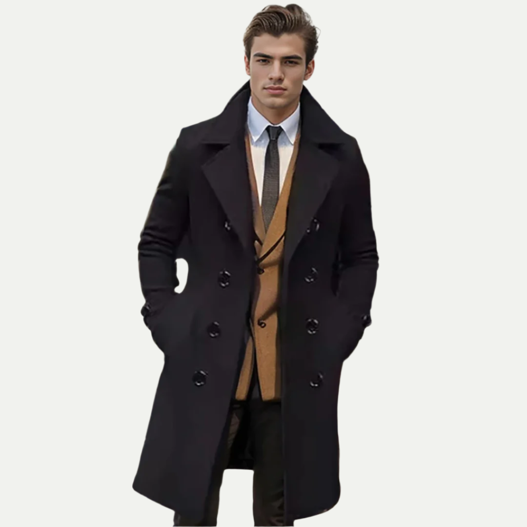 Men’s Double-Breasted Longline Trench Coat – Refined Italian Silhouette 2