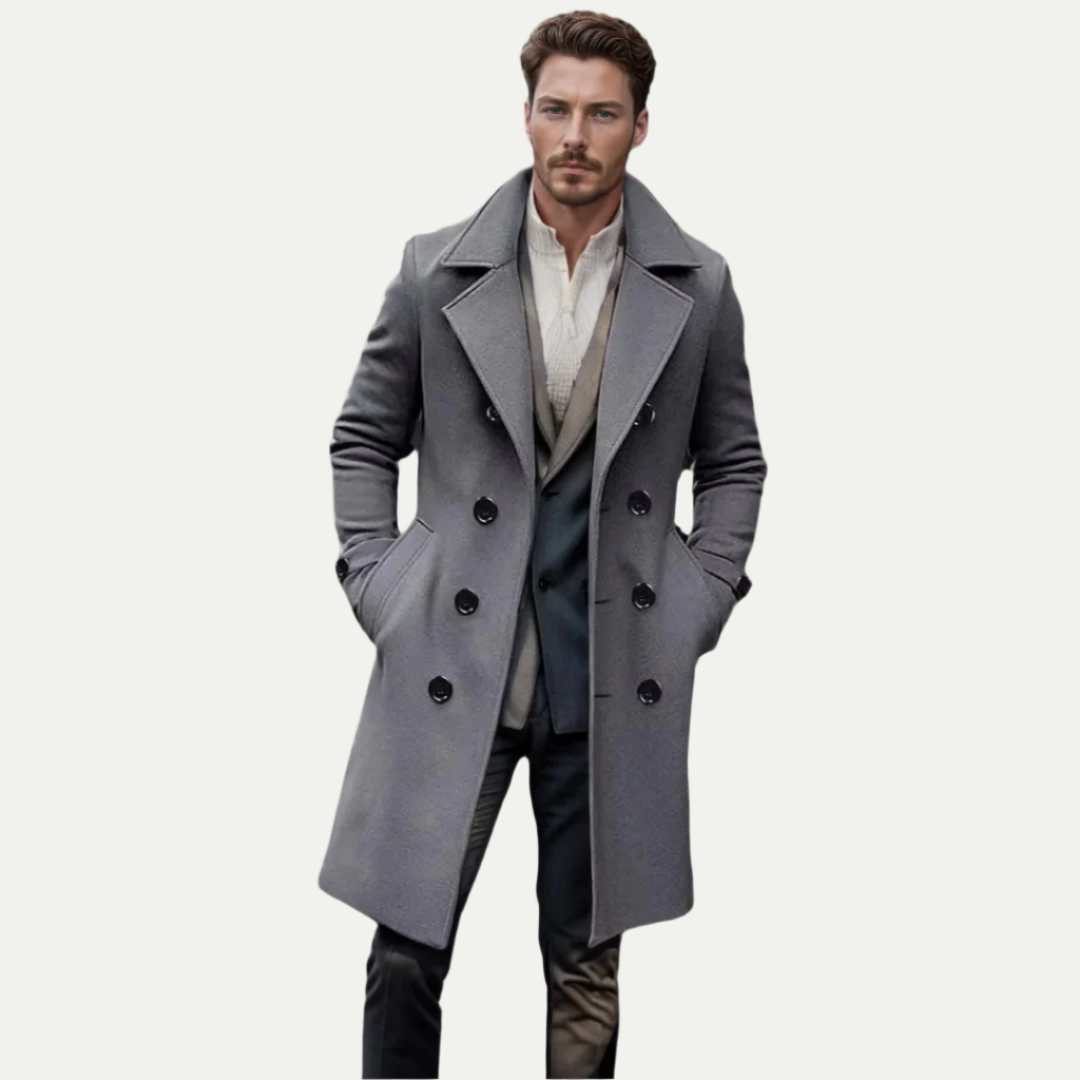 Men’s Double-Breasted Longline Trench Coat – Refined Italian Silhouette 3