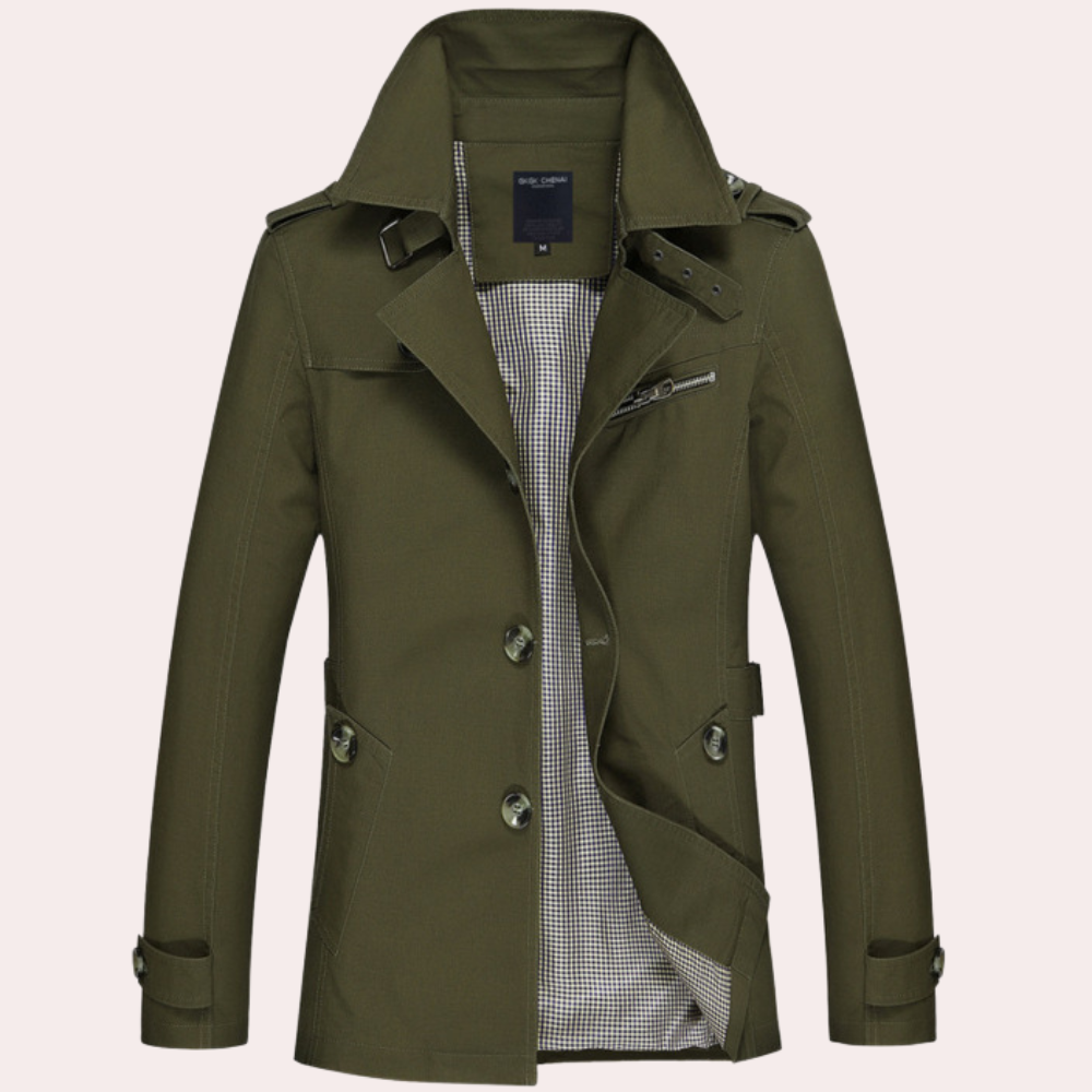 Men’s Double-Breasted Trench Coat – Waterproof, Windproof Longline Jacket 2