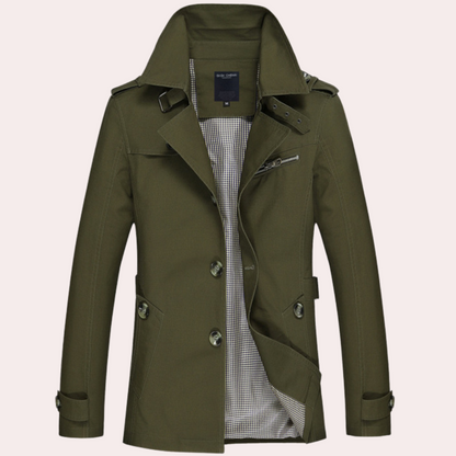 Men’s Double-Breasted Trench Coat – Waterproof, Windproof Longline Jacket 2