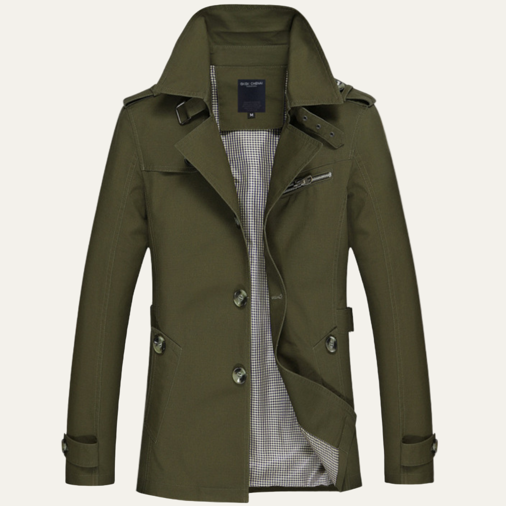 Men’s Double-Breasted Trench Coat – Waterproof, Windproof Longline Jacket 2
