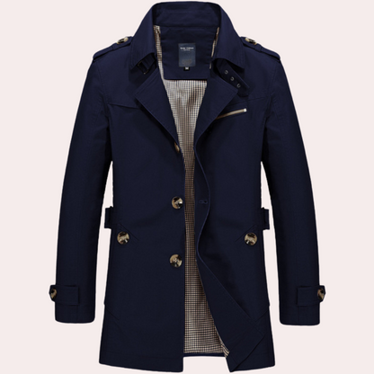 Men’s Double-Breasted Trench Coat – Waterproof, Windproof Longline Jacket 5