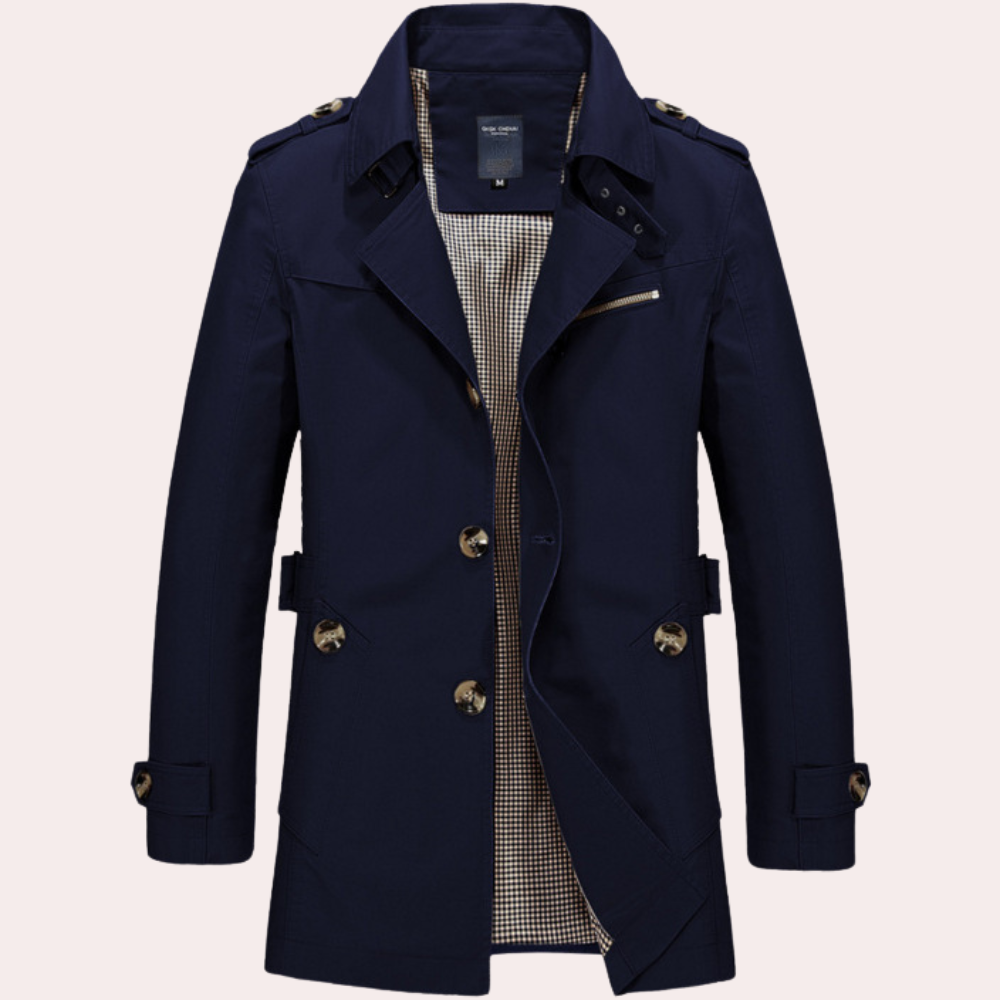 Men’s Double-Breasted Trench Coat – Waterproof, Windproof Longline Jacket 5