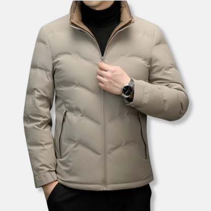 Men’s Down Jacket – Regular Fit – Quilted Chevron – Stand Collar – Zipper Pockets 3