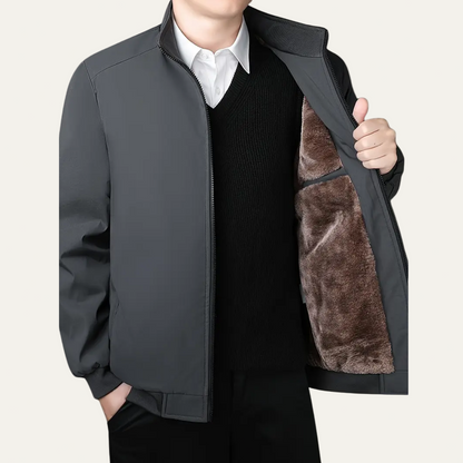 Men’s Fleece-Lined Jacket – Warm Stand Collar Zip-Up Coat for Winter & Casual Wear 2