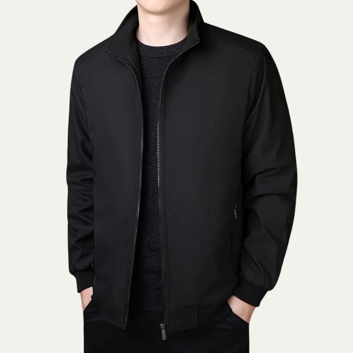 Men’s Fleece-Lined Jacket – Warm Stand Collar Zip-Up Coat for Winter & Casual Wear 6