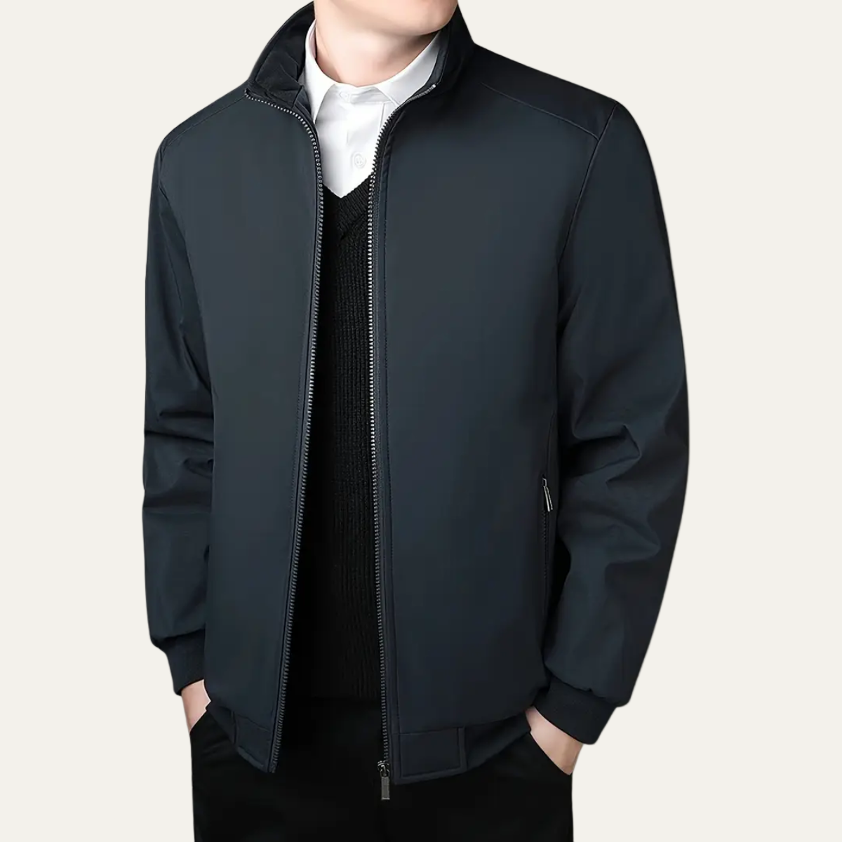 Men’s Fleece-Lined Jacket – Warm Stand Collar Zip-Up Coat for Winter & Casual Wear 7