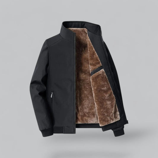 VogeLuxe | Men’s Fur-Lined Stand Collar Bomber Jacket