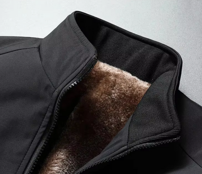 VogeLuxe | Men’s Fur-Lined Stand Collar Bomber Jacket