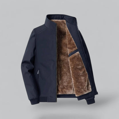 VogeLuxe | Men’s Fur-Lined Stand Collar Bomber Jacket