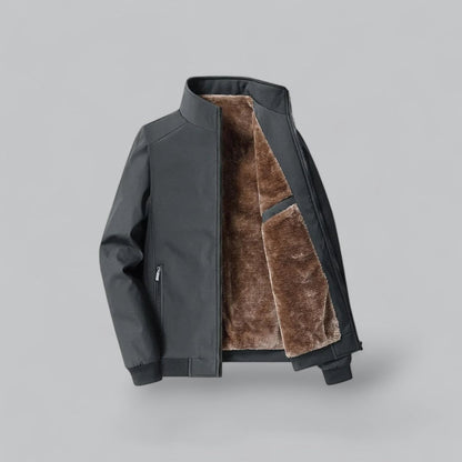 VogeLuxe | Men’s Fur-Lined Stand Collar Bomber Jacket