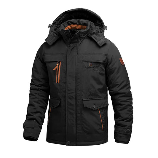 Waterproof Mens Outdoor Jacket with Removable Hood - VogeLuxe