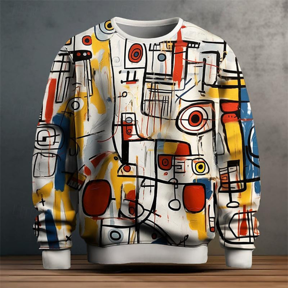 Men's Graphic Pattern Crew Neck Sweater - VogeLuxe