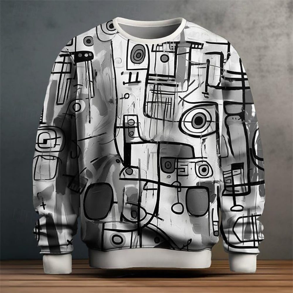 Men's Graphic Pattern Crew Neck Sweater