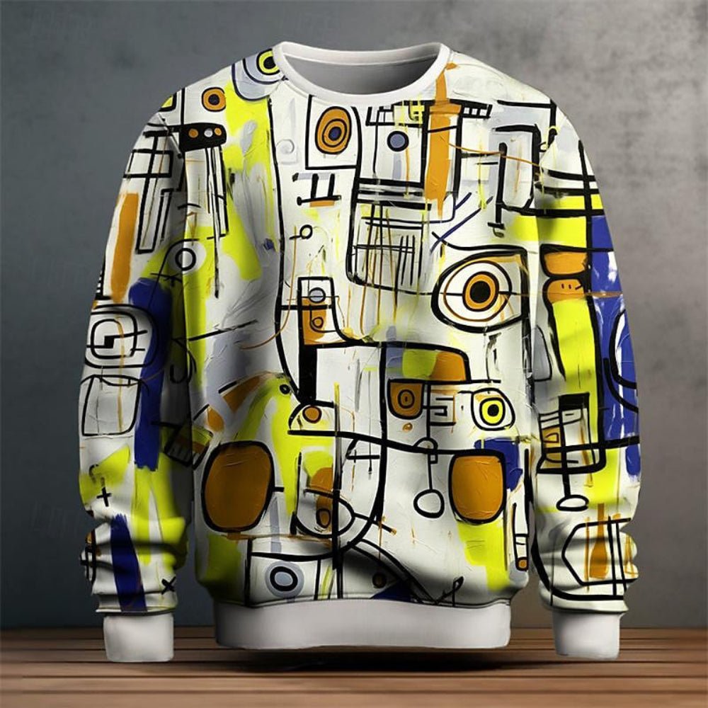 Men's Graphic Pattern Crew Neck Sweater