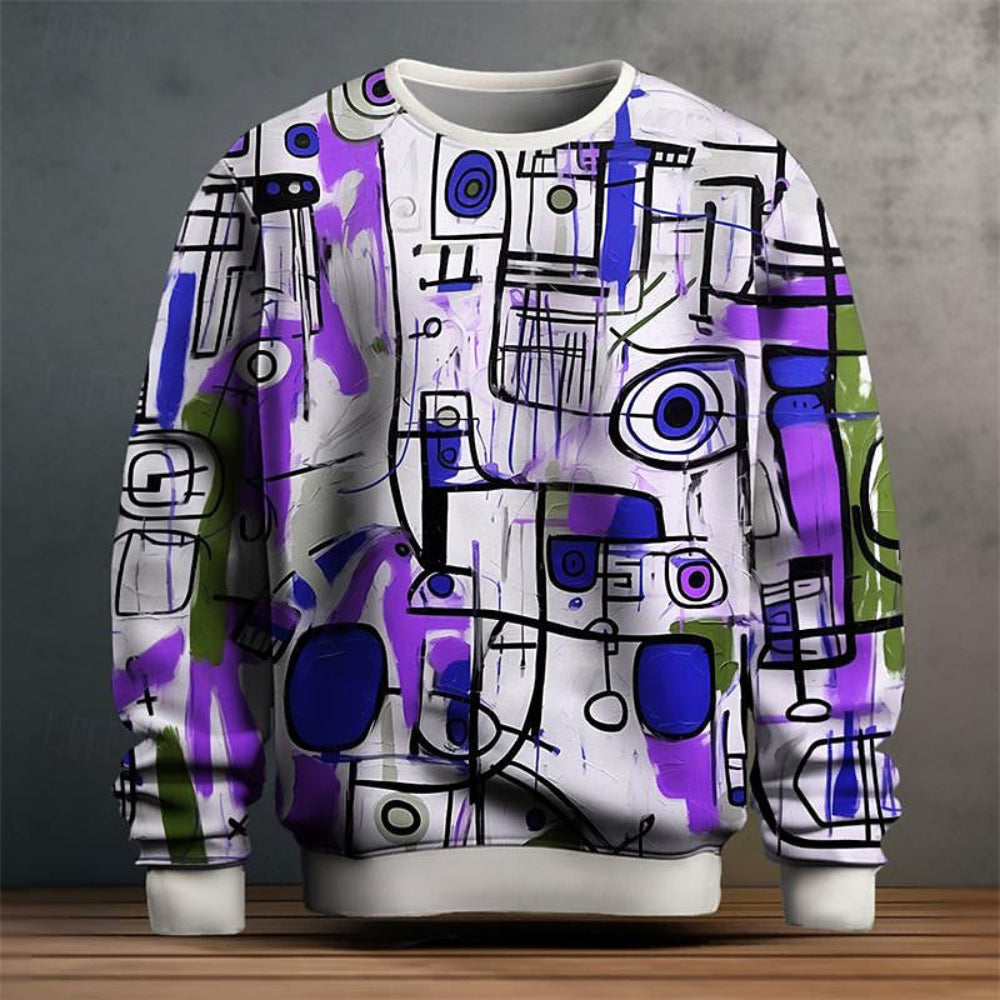 Men's Graphic Pattern Crew Neck Sweater