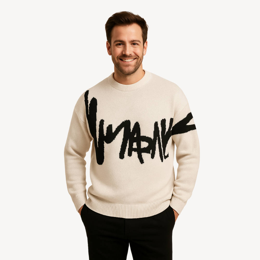 VogeLuxe | Men’s Oversized Graffiti Knit Sweater