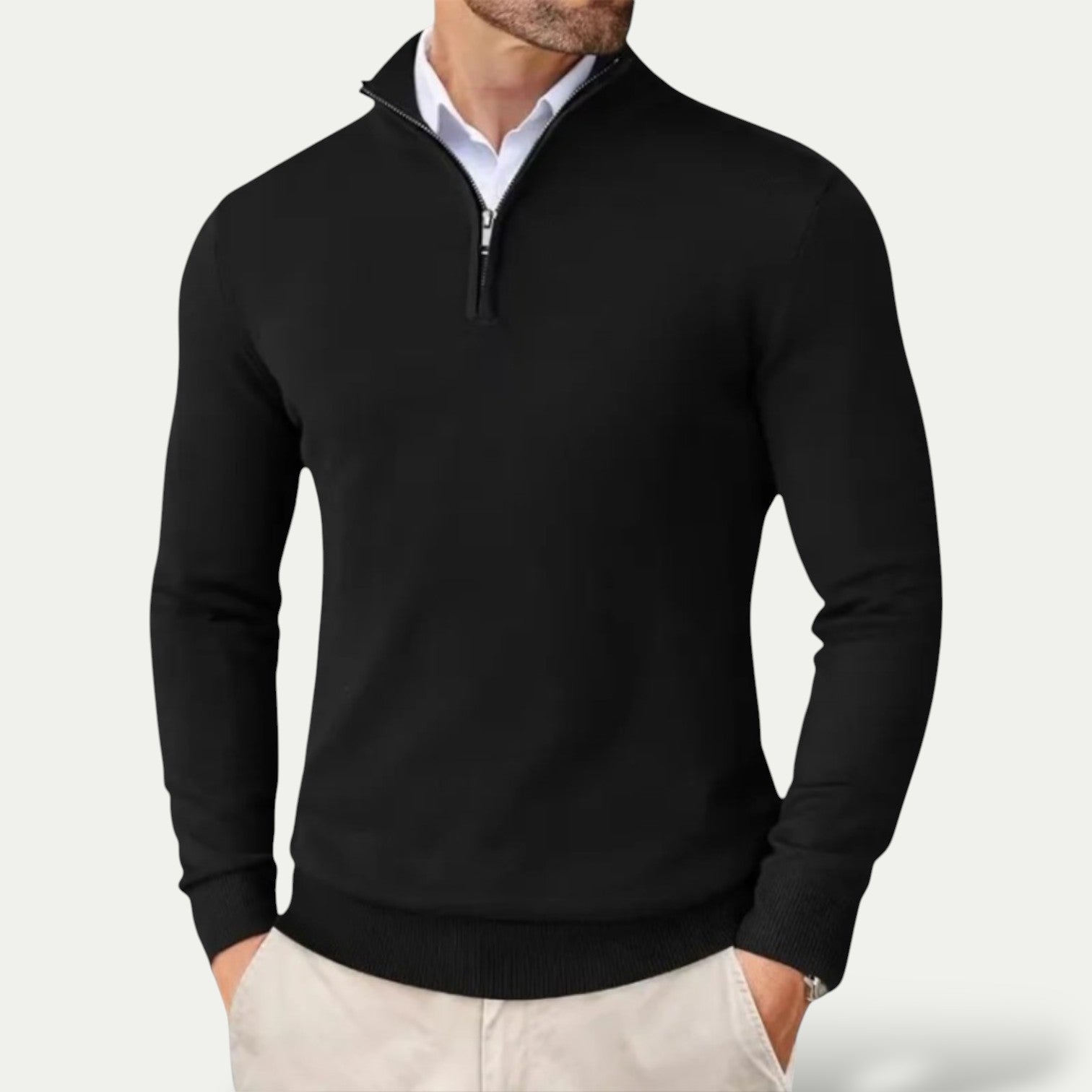 Men’s Half-Zip Pullover with Long Sleeves – All-Season Smart Casual Layer 0