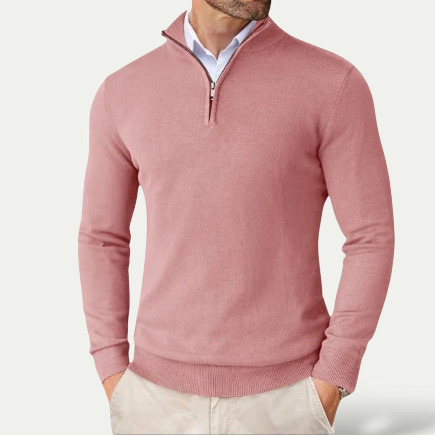 Men’s Half-Zip Pullover with Long Sleeves – All-Season Smart Casual Layer 2
