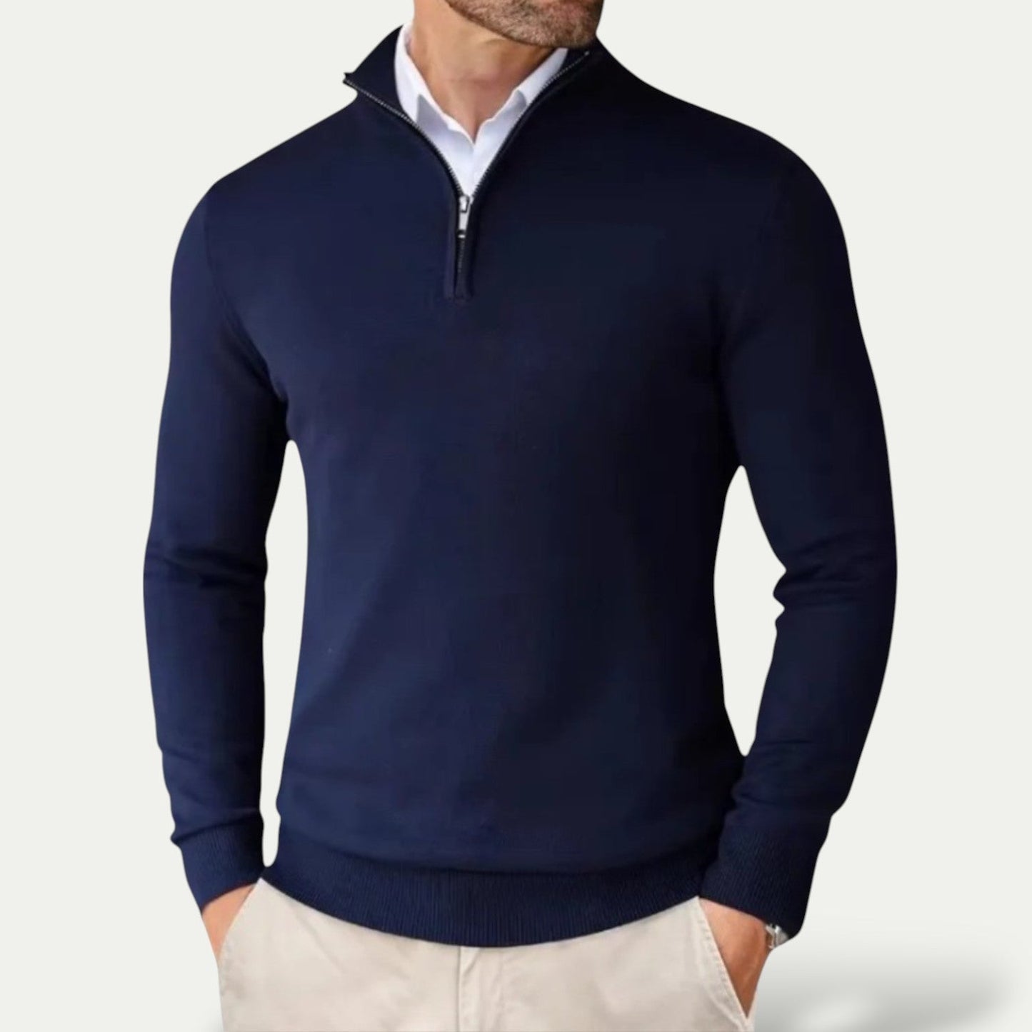 Men’s Half-Zip Pullover with Long Sleeves – All-Season Smart Casual Layer 4