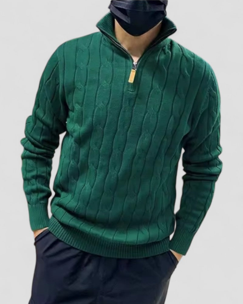 VogeLuxe | Men’s Cable-Knit Half-Zip Sweater