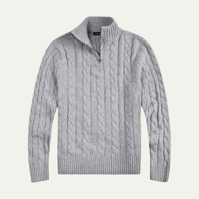 Men’s Half Zip Cable Knit Sweater – Classic Winter Layer 0