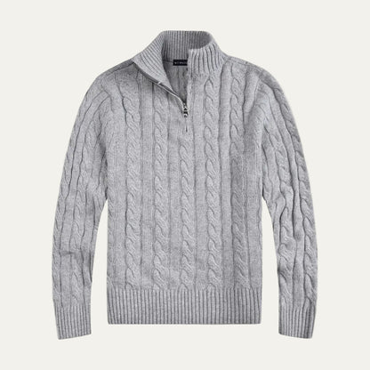 Men’s Half Zip Cable Knit Sweater – Classic Winter Layer 0