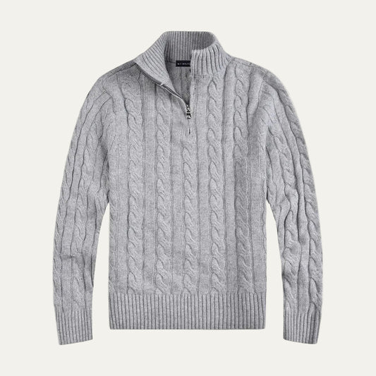 Men’s Half Zip Cable Knit Sweater – Classic Winter Layer 0