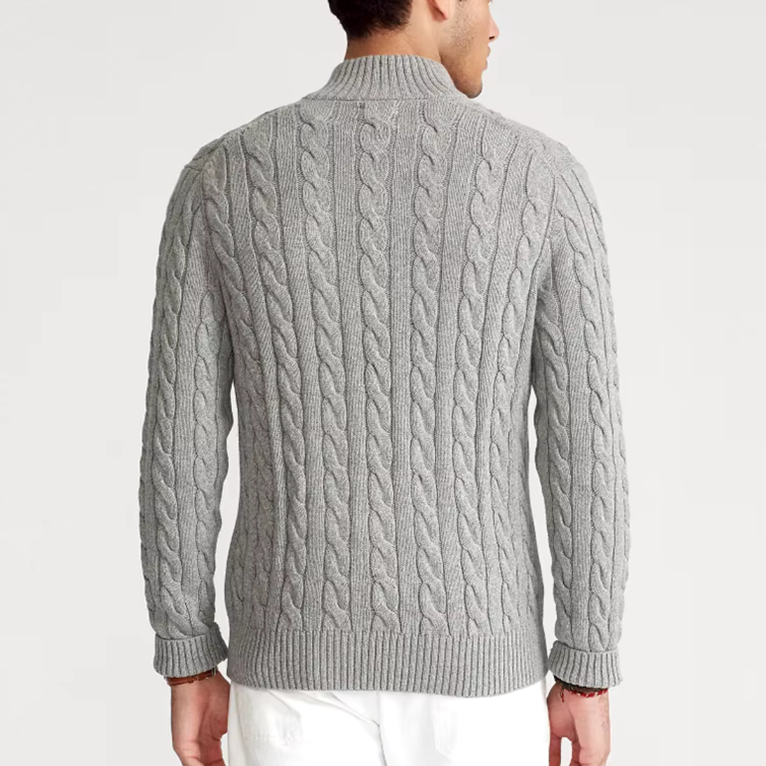 Men’s Half Zip Cable Knit Sweater – Classic Winter Layer 2