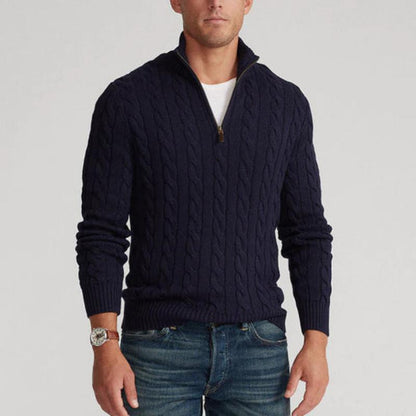Men’s Half Zip Cable Knit Sweater – Classic Winter Layer 4