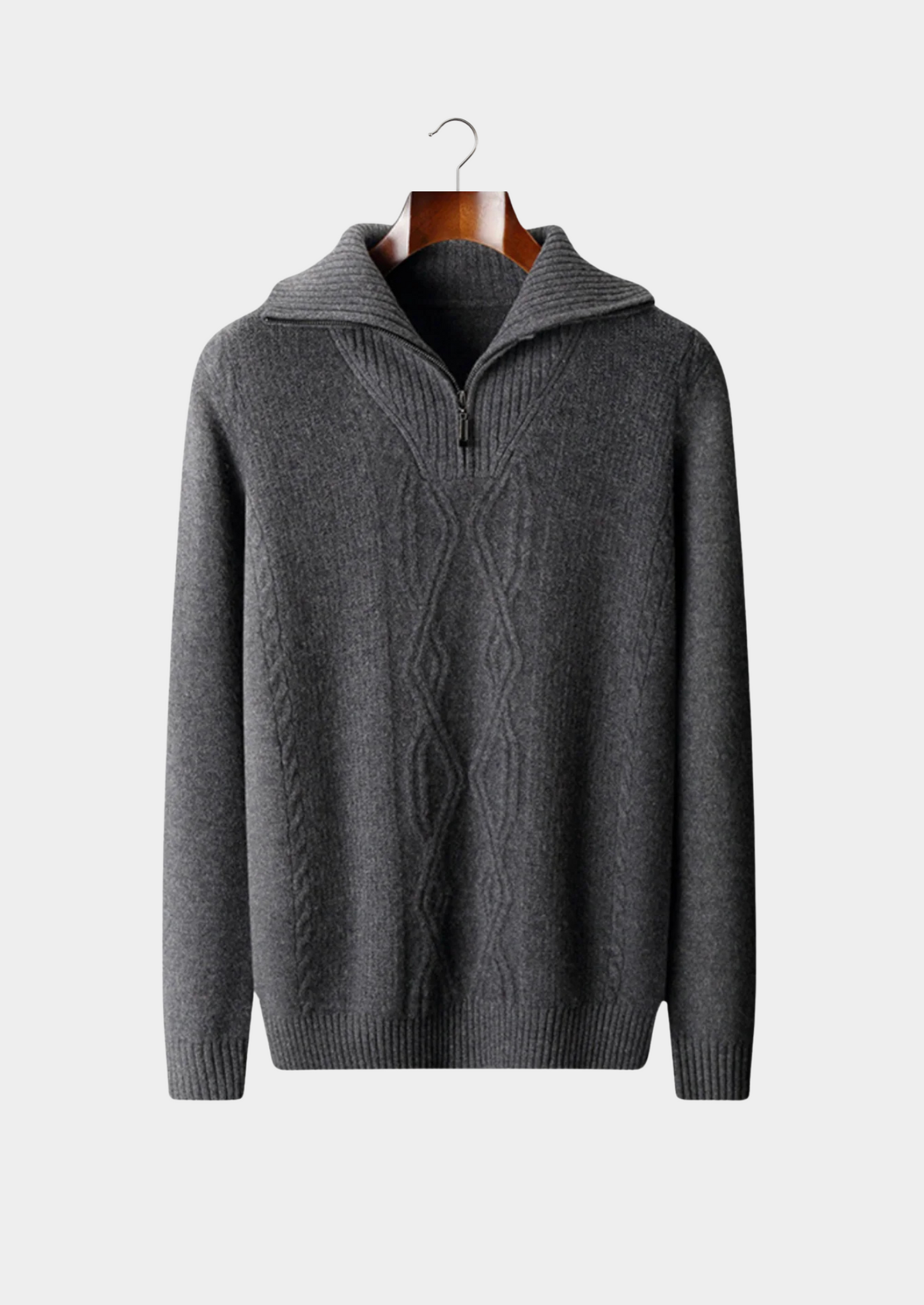 Men’s Half Zip Cable Knit Sweater with Fold Collar – All-Season Casual Layer 2