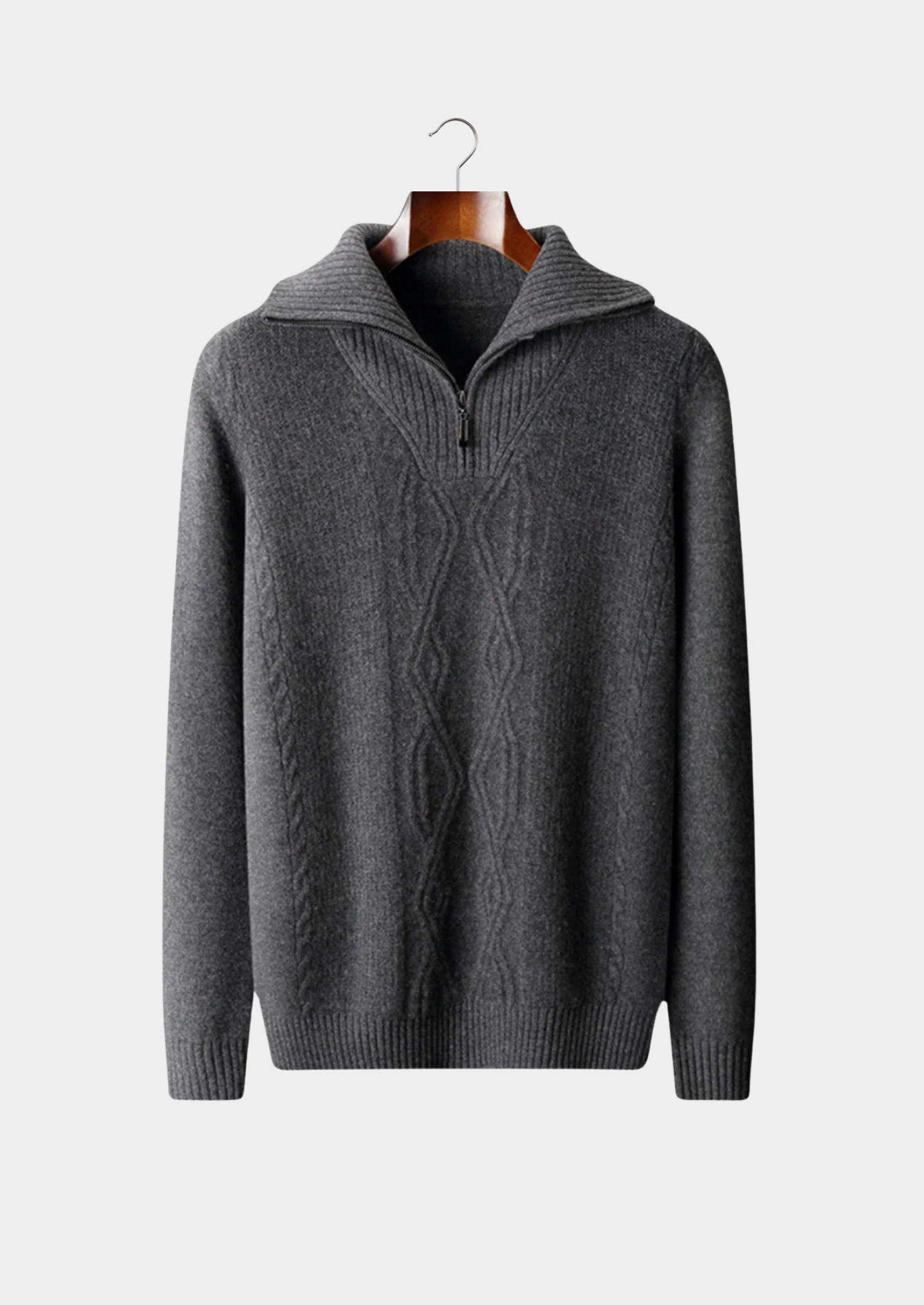 Men’s Half Zip Cable Knit Sweater with Fold Collar – All-Season Casual Layer 2