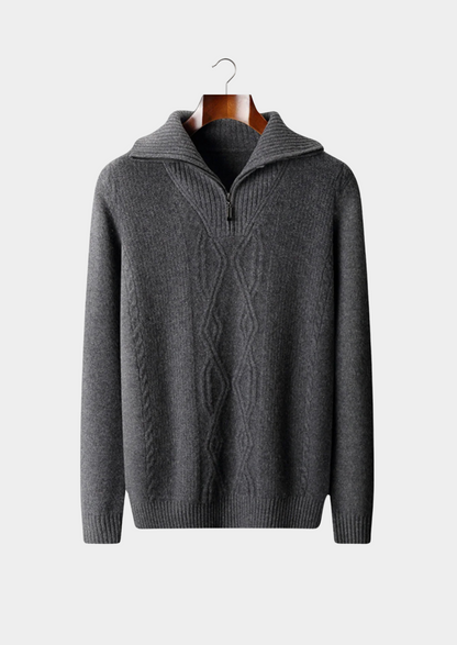 Men’s Half Zip Cable Knit Sweater with Fold Collar – All-Season Casual Layer 2