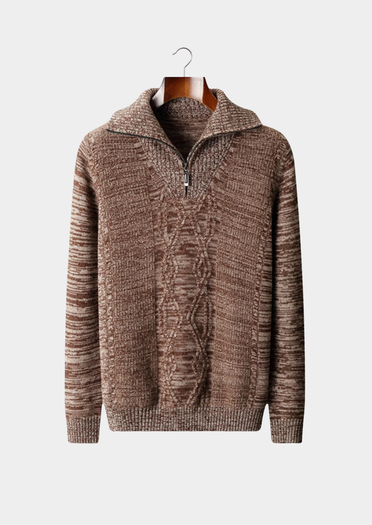 Men’s Half Zip Cable Knit Sweater with Fold Collar – All-Season Casual Layer 3