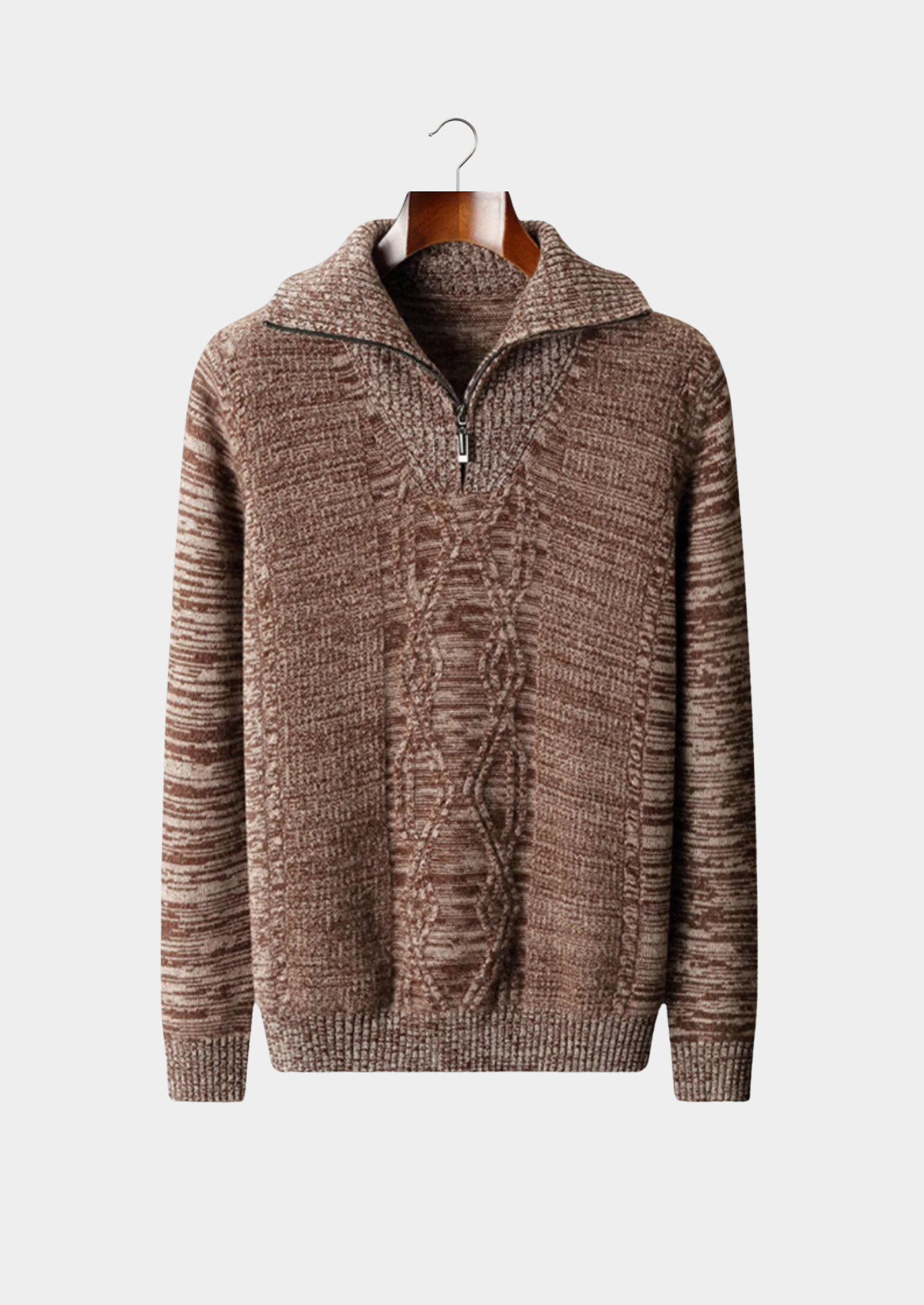 Men’s Half Zip Cable Knit Sweater with Fold Collar – All-Season Casual Layer 3