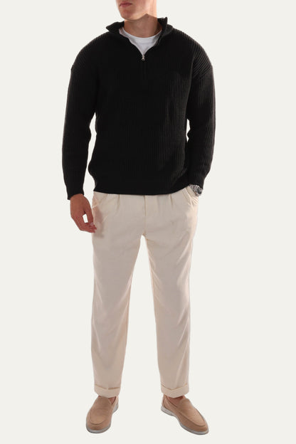 Men’s Half Zip Jumper – Knitted, Stand Collar, Rib Trim 5