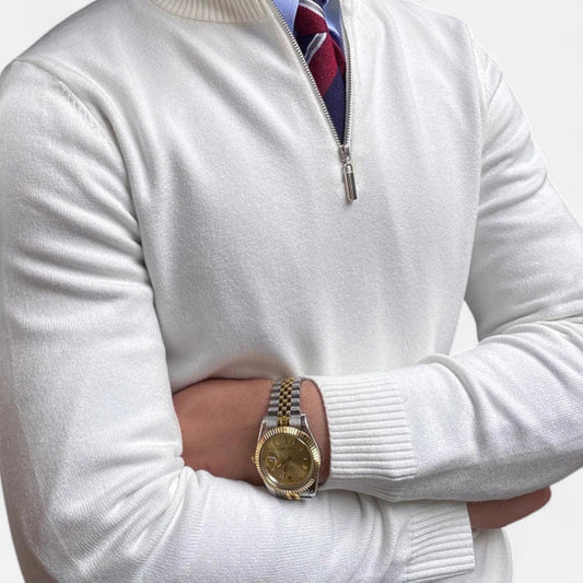 Men’s Half Zip Sweater – Classic Tailored Knit – Smart Casual Layer 0