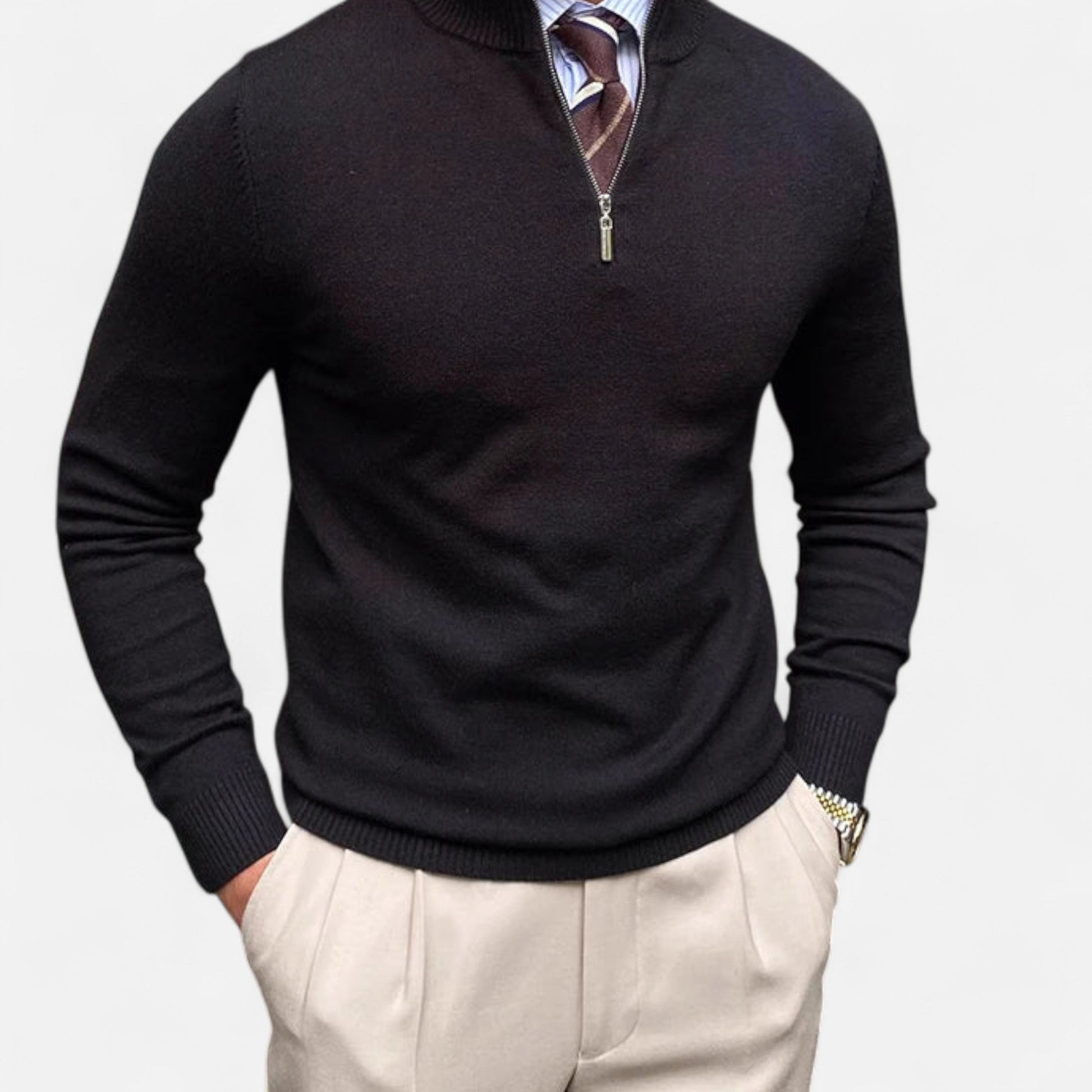 Men’s Half Zip Sweater – Classic Tailored Knit – Smart Casual Layer 2
