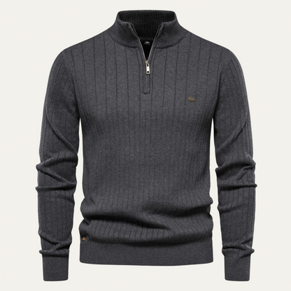 Men’s Half Zip Sweater – Ribbed, Mock Neck Style 7