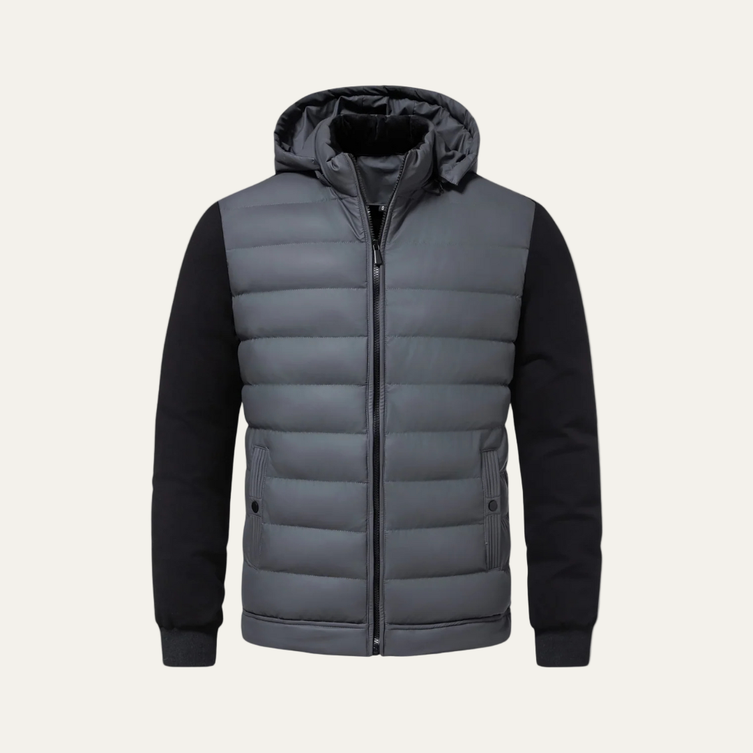 Men’s Hooded Puffer Jacket | Padded Zip Up Hybrid Winter Coat 2