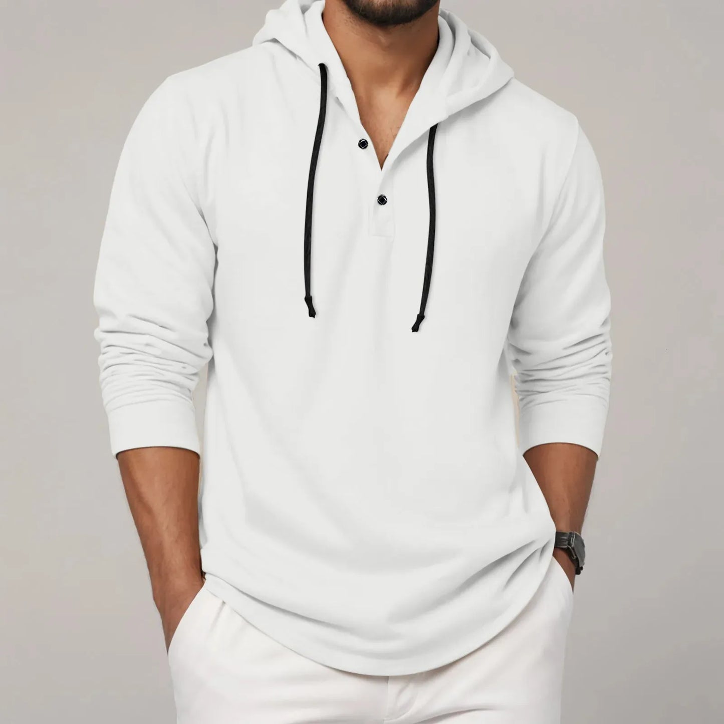 Men's Cozy Hoodie Long Sleeve Casual Tee