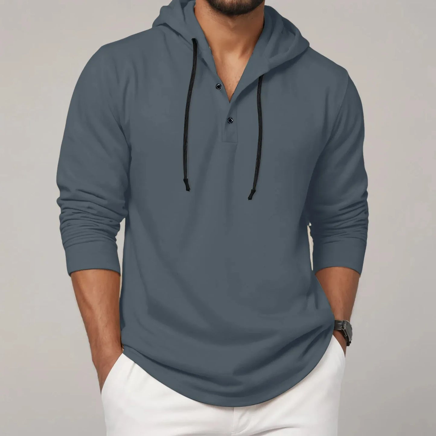 Men's Cozy Hoodie Long Sleeve Casual Tee