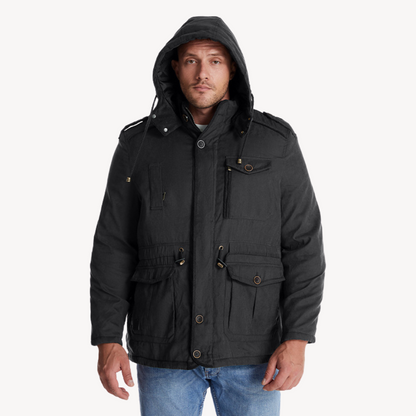 Men’s Hooded Utility Jacket – Zip-Through Parka with Lined Interior & Multi Pockets 1