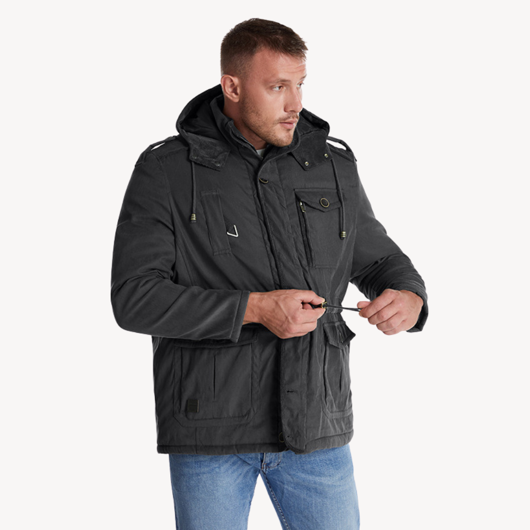 Men’s Hooded Utility Jacket – Zip-Through Parka with Lined Interior & Multi Pockets 2