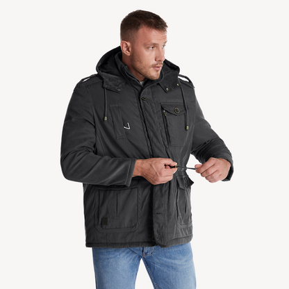 Men’s Hooded Utility Jacket – Zip-Through Parka with Lined Interior & Multi Pockets 2