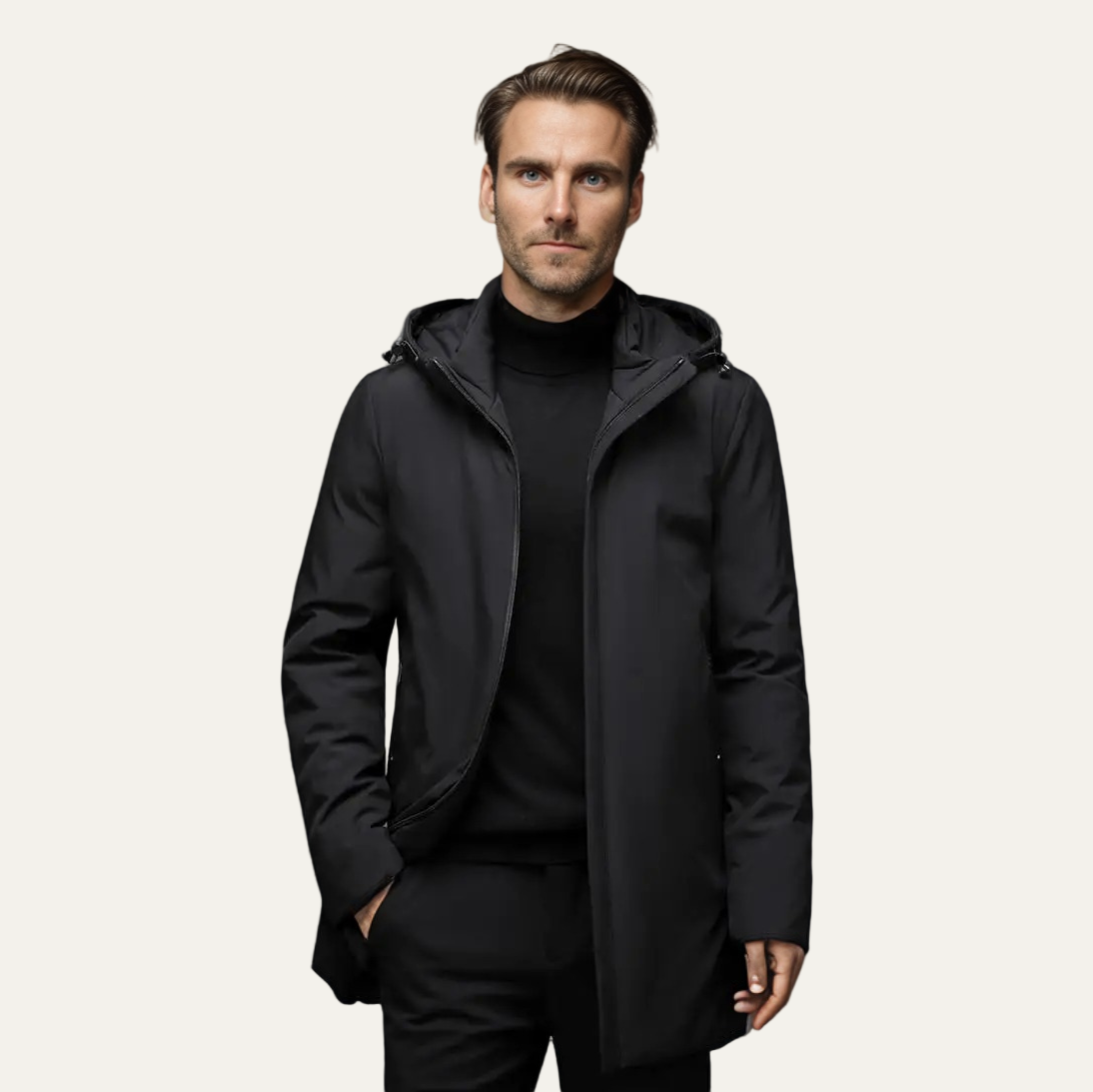 Men’s Hooded Winter Jacket – Modern Tailored Warm Coat 1