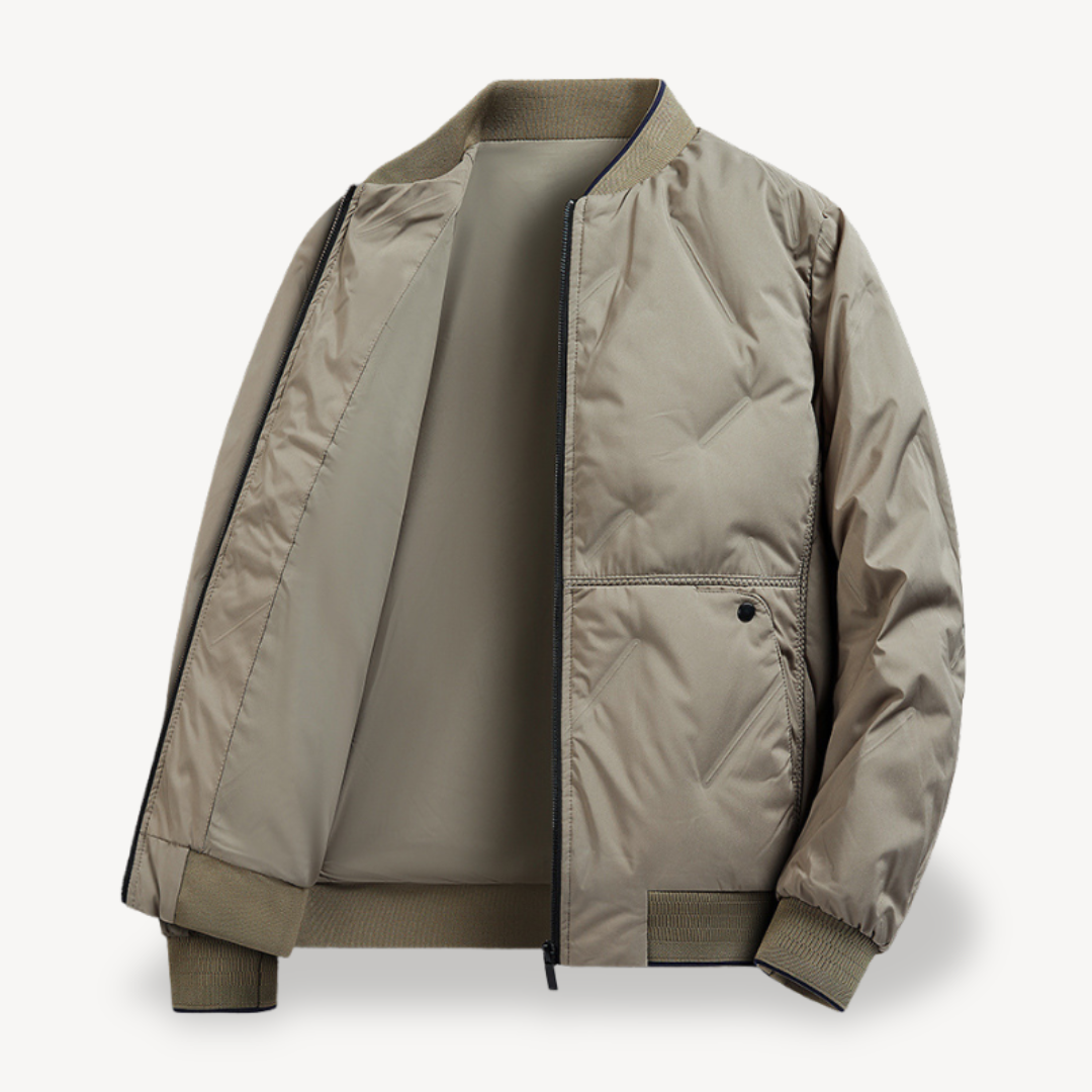 Men’s Quilted Bomber Jacket – Stylish Dual Pattern Coat – VogeLuxe